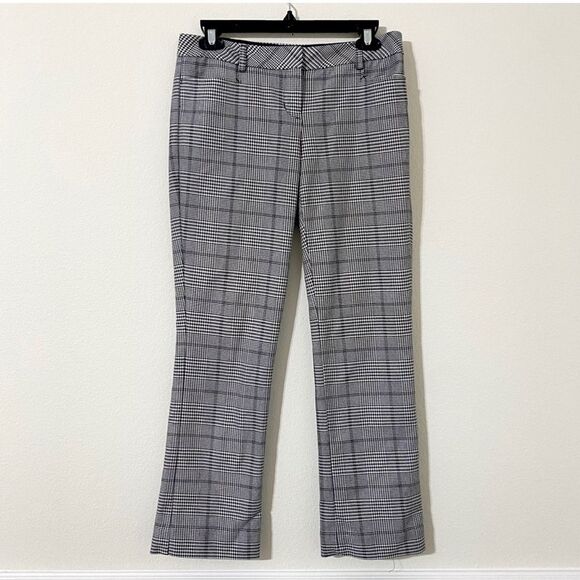 Express Columnist Plaid Houndstooth Boot Cut Ankle Pants Slacks Business Trouser - Picture 1 of 13